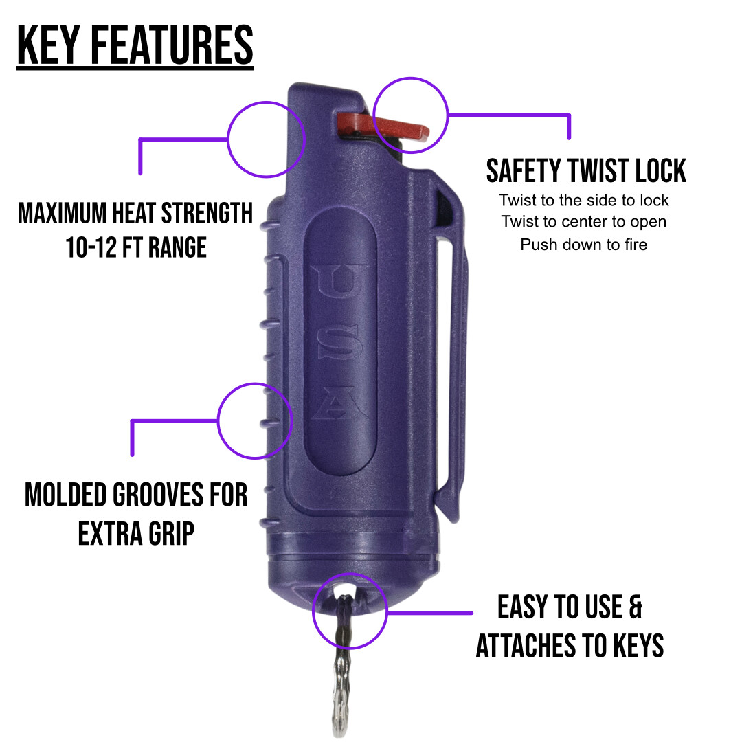 2 Police Magnum pepper spray .50oz purple molded keychain defense protection