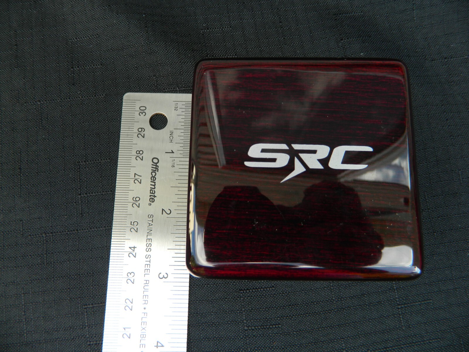 Vintage Chrome Compass w/ hinged Lacquered Wooden Box Advertising SRCTec 3″x3″