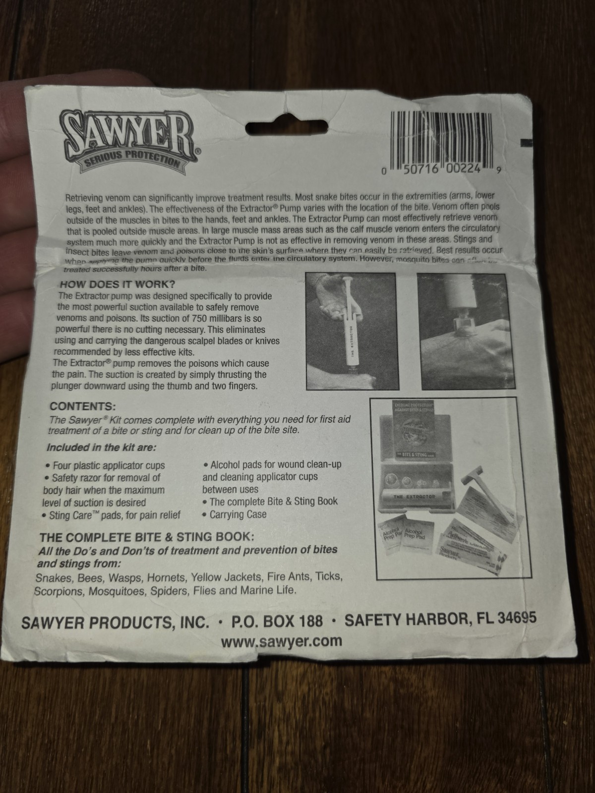 Sawyer The Extractor Complete Bite & Sting First Aid Kit Mosquitoes-Snakes-Wasps