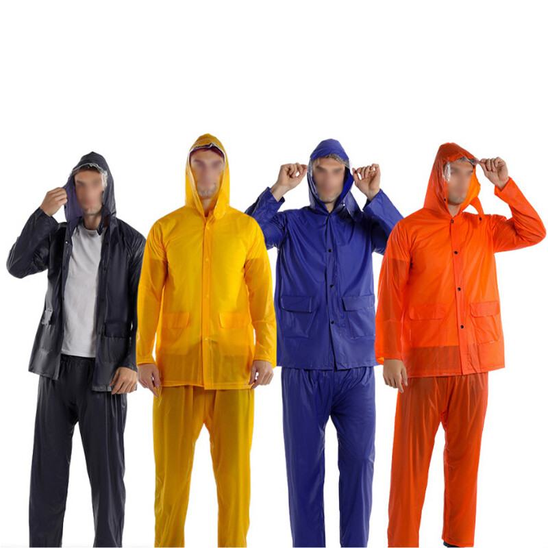 1 Set Rain Ponchos Hooded Protection Suits Outdoor Travel Pants Raincoat Split