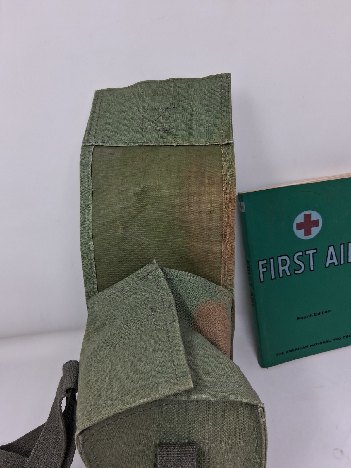 Vintage First Aid Kit Olive Drab Outdoor Jungle Survival Gear BAG + BOOK ONLY