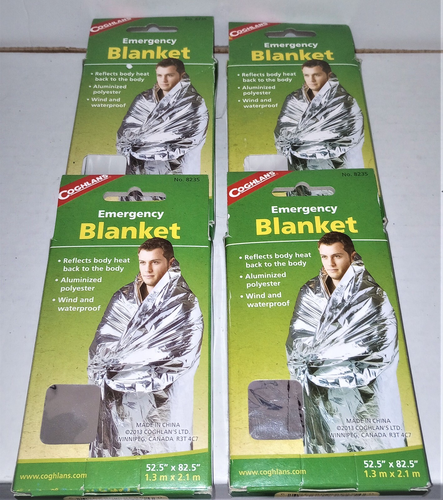 Coghlans Emergency Blankets – Lot of 4 – 52.5″ x 82.5″- Reflects Body Heat – New