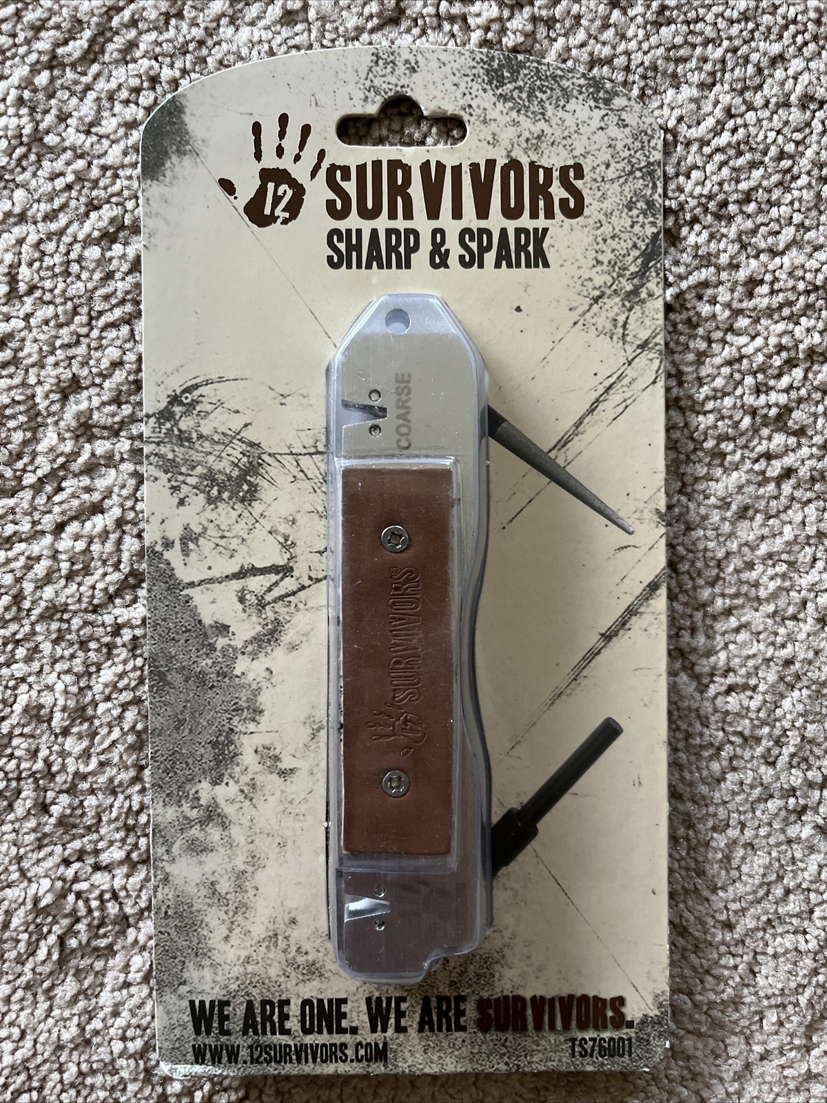 NEW 12 Survivors Sharp & Spark 6-In-1 Knife Sharpener & Fire Starter Tool SP $25