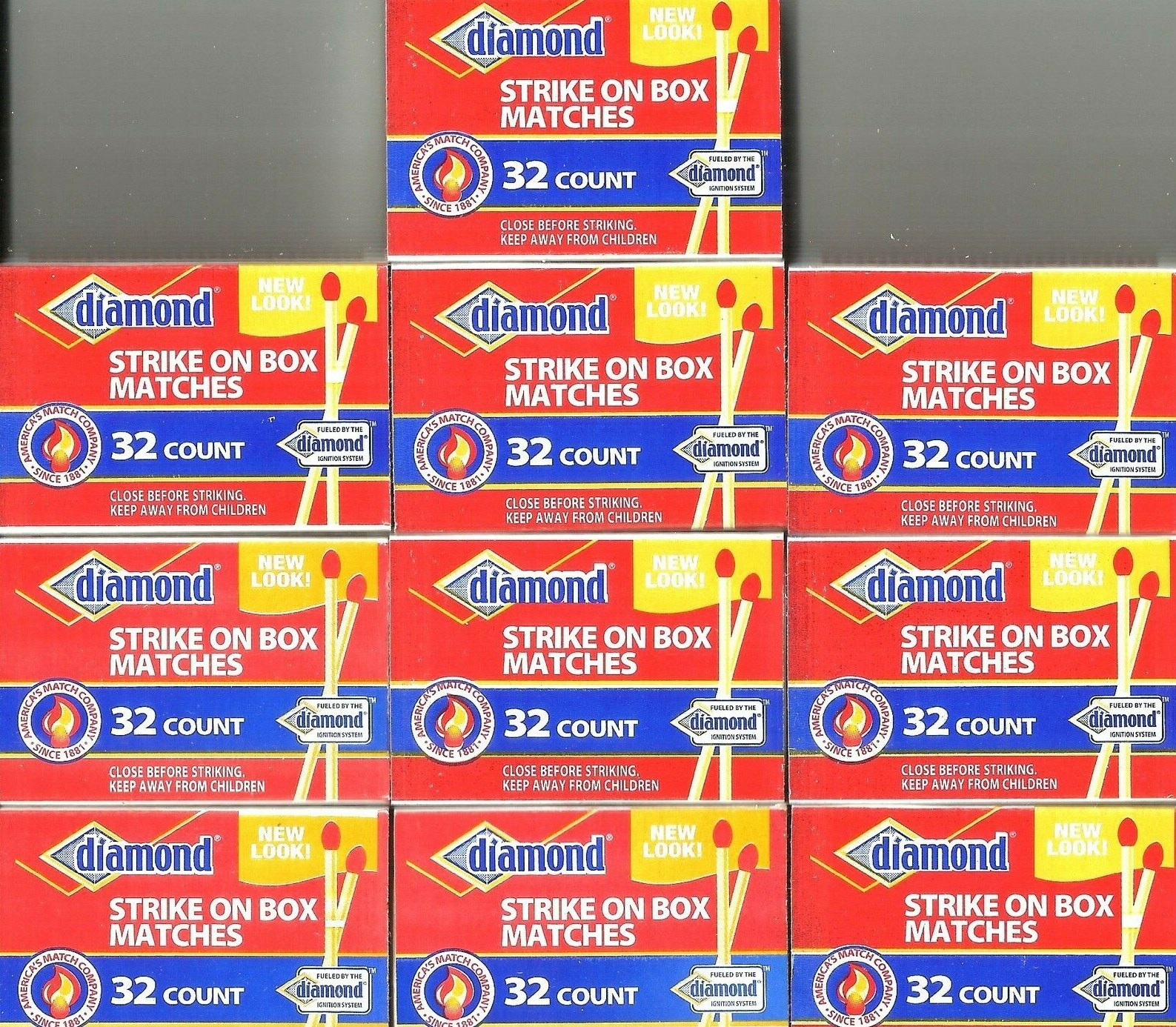 Penny Matches 10 boxes 10×32=320 small Red Wood STRIKE ON BOX DIAMOND
