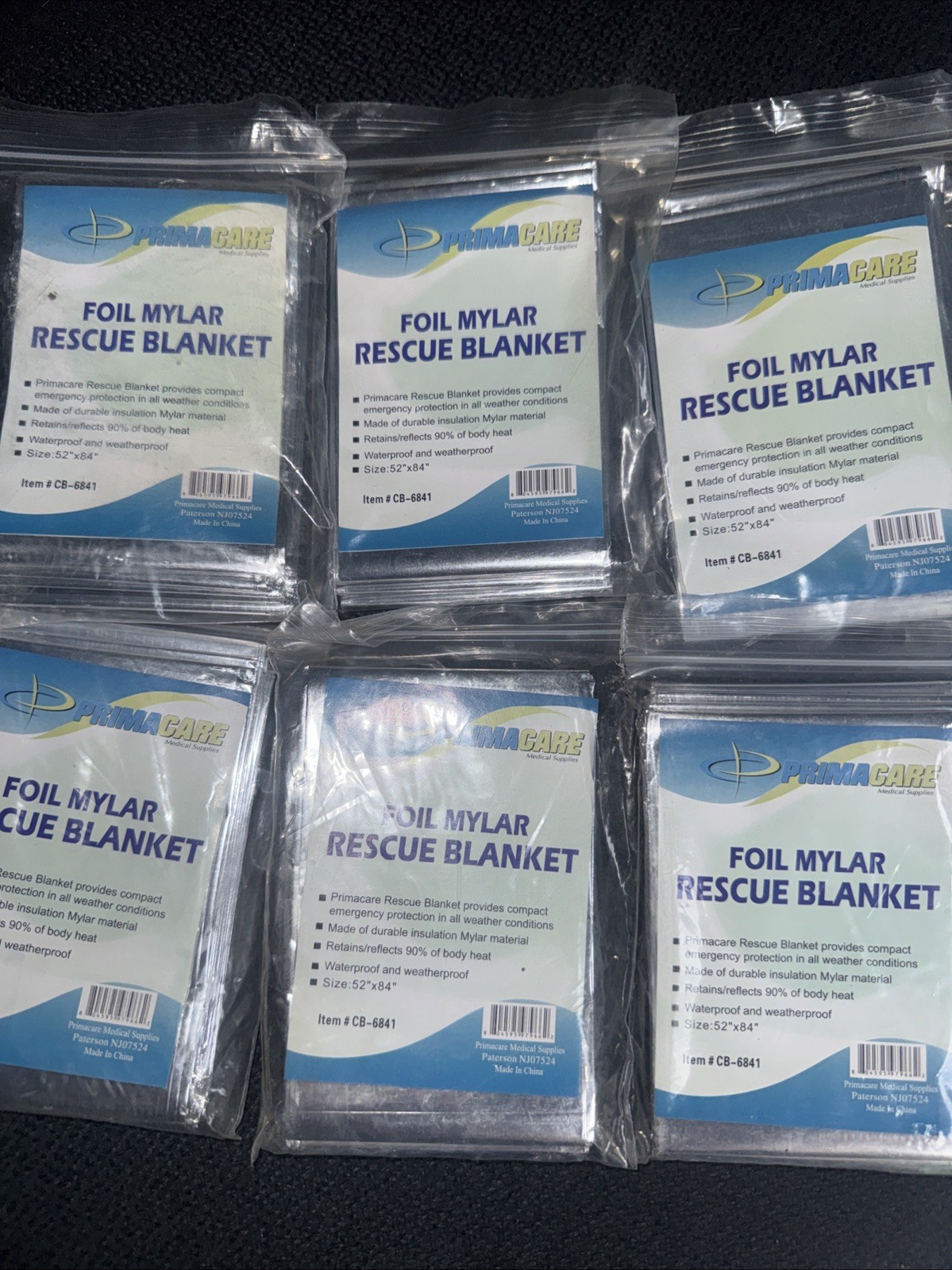 6 Emergency Rescue Space Thermal Mylar Blankets 84 x 52 New ! Free Shipping New