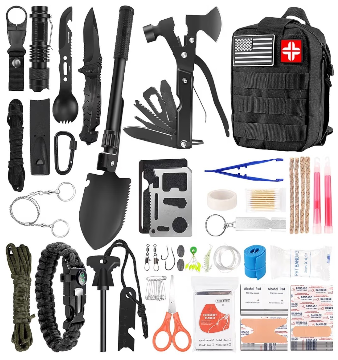 142 Pcs Emergency Survival Kit and First Aid Kit