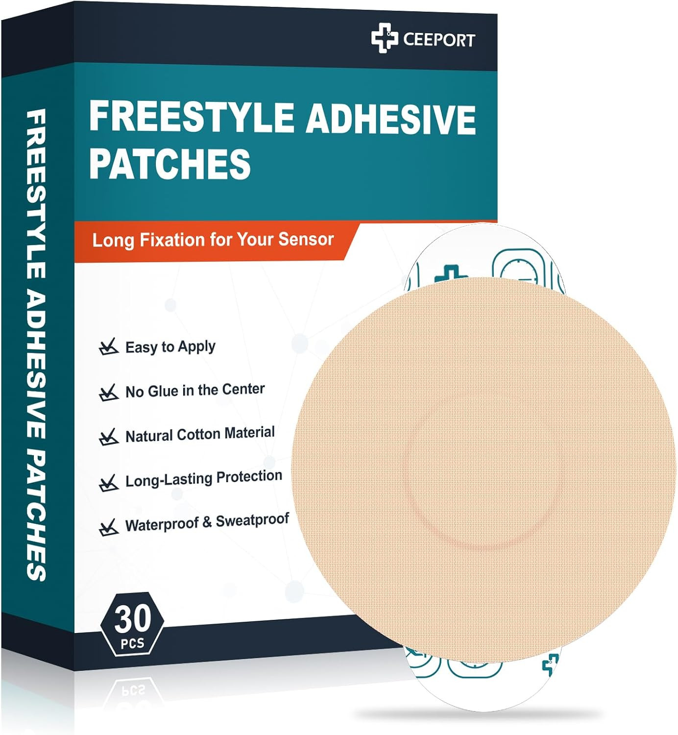 30 Pack Freestyle Adhesive Patches, Sensor Covers Intended for Freestyle Libre 2