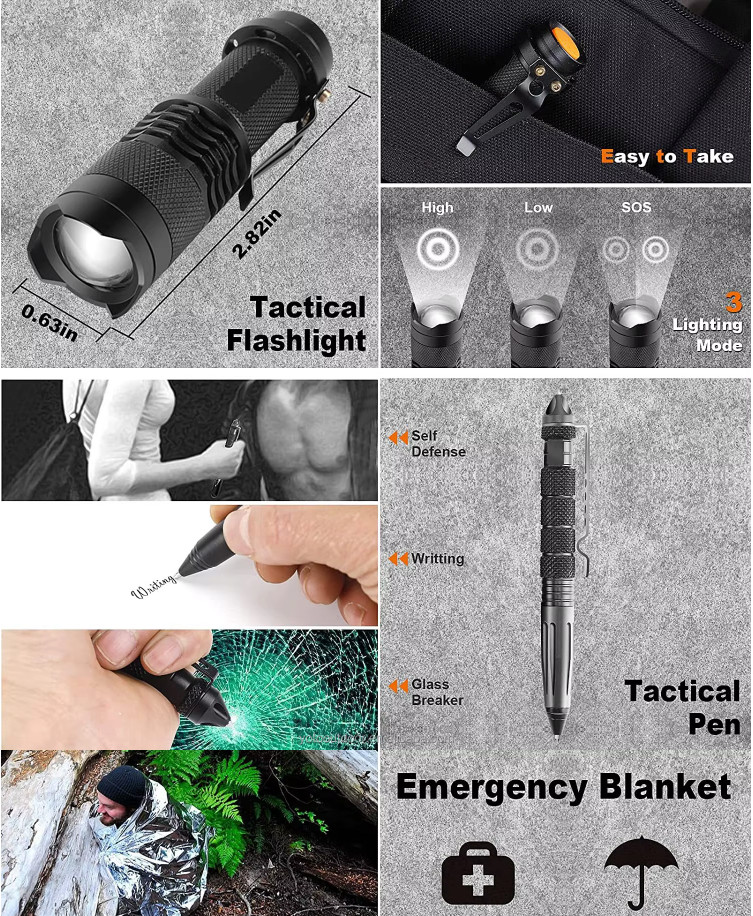 New Outdoor Survival Gear Set for Camping & Hiking DIY Emergency Kit for Camping