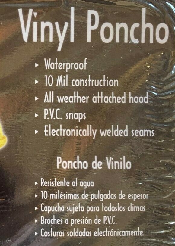 TEXSPORT AUTHENTIC ADVENTURE GEAR VINYL PONCHO 50″ x 80″ WITH HOOD NEW.@@@@@@@@@