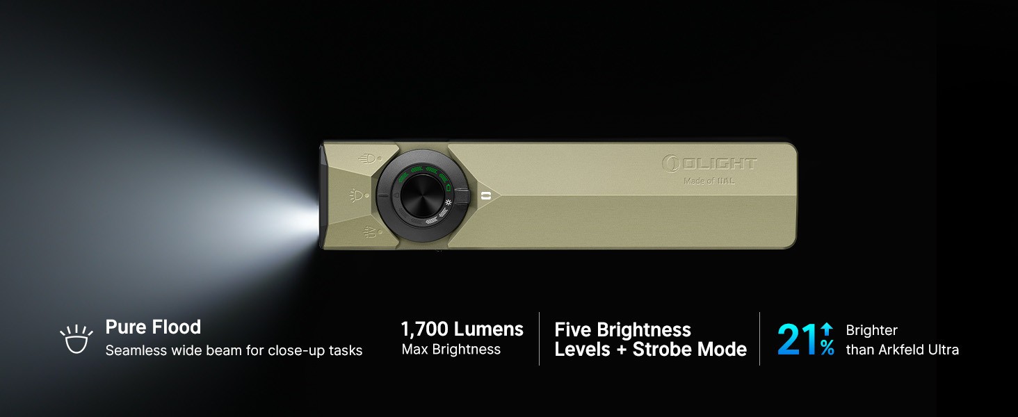 Olight ArkPro Ultra 1700 Lumen EDC Flashlight with UV Light & Green Laser