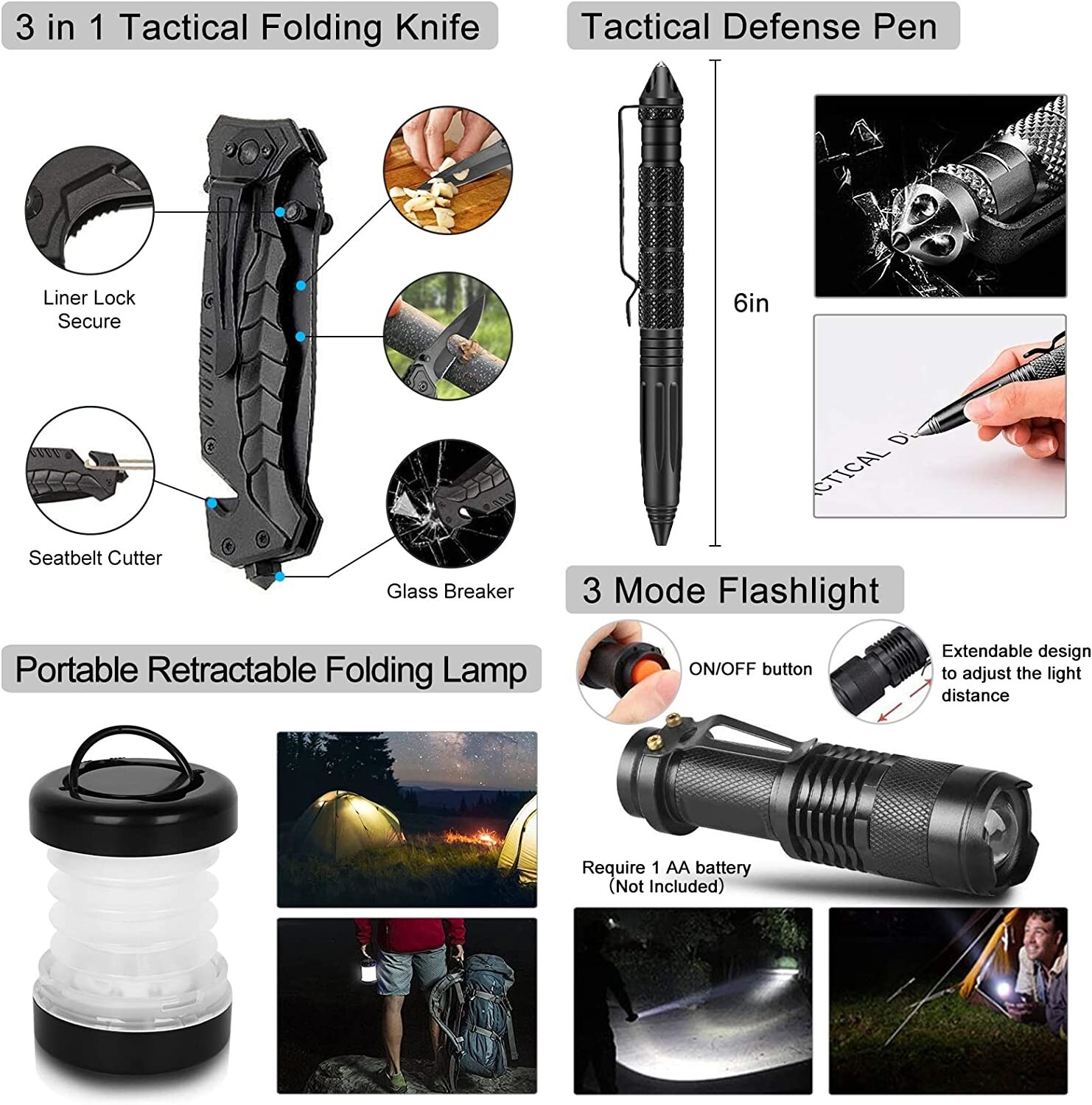 Emergency Survival Kit with Survival Gear tools first aid for backpack GO bag