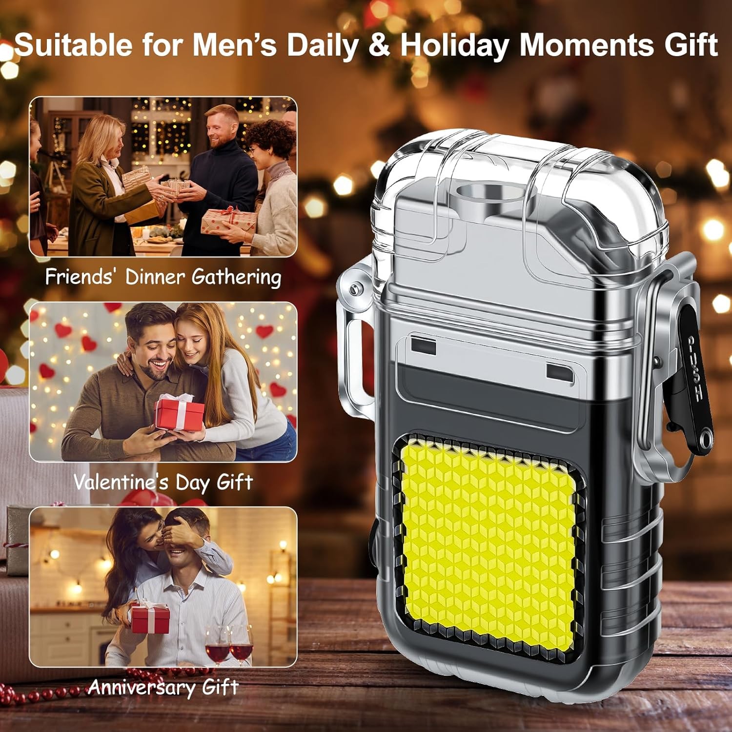 2-Pack Waterproof Dual Arc Plasma USB Lighter 3 Modes Flashlight Outdoor