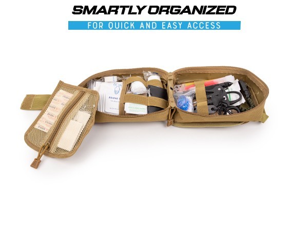 Emblem OD 242 Piece Survival First Aid Kit with Tourniquet | Tan