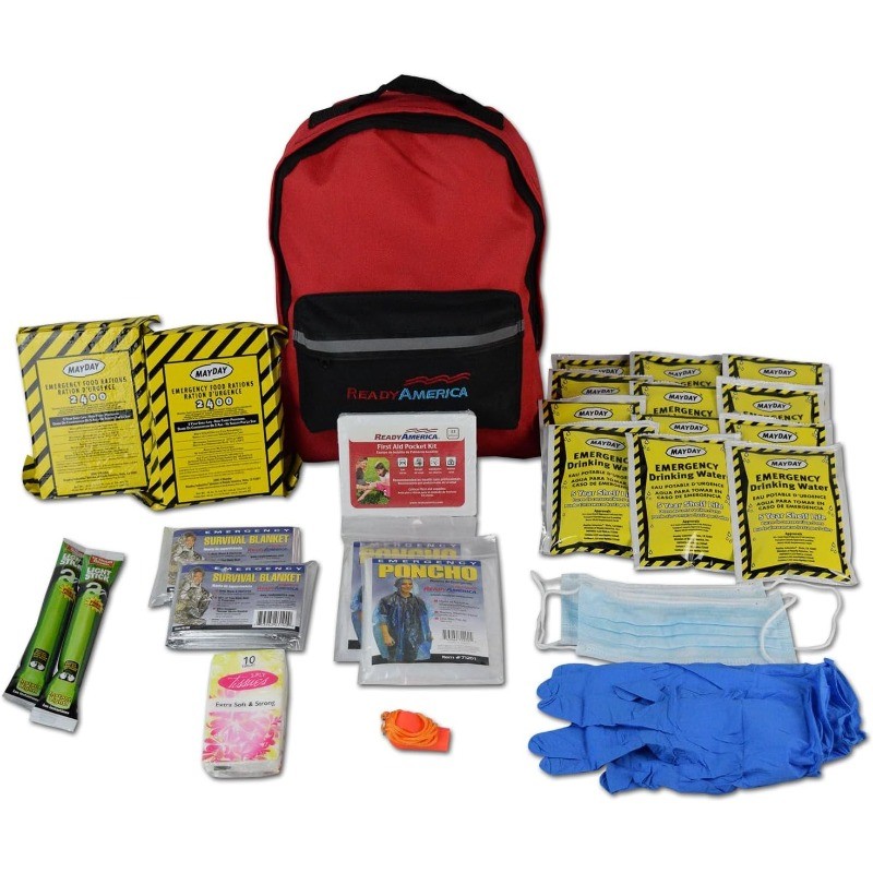 72 Hour Emergency Kit 2-Person 3-Day Backpack Includes First Aid Kit