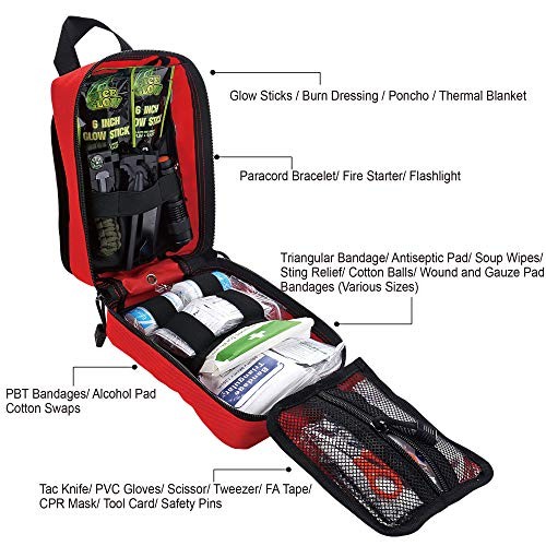 250 Pieces Survival First Aid Kit IFAK EMT Molle Pouch Survival Kit Outdoor Gear