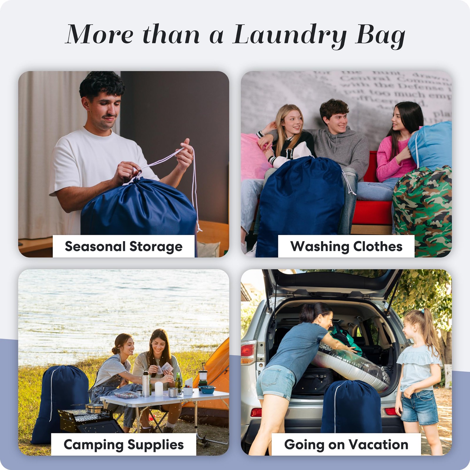 Handy Laundry Nylon XL – Large Capacity with 30″ x 40″ | 2-PACK, Navy Blue