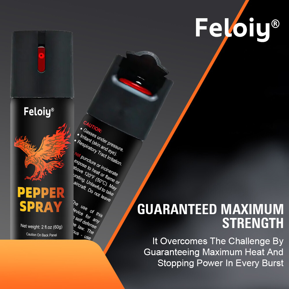 Feloiy 2oz Black Flip Top Safety Lock Pepper Spray For Self Defense