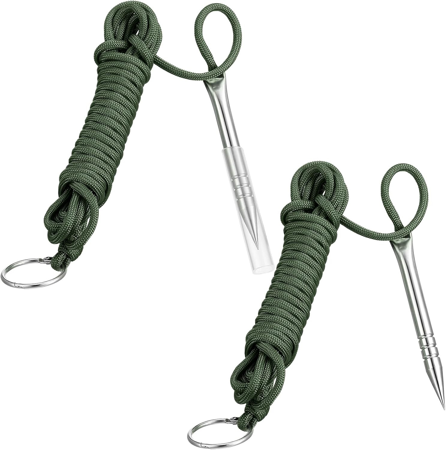 10 Ft Paracord Fishing Stringer – 2 Pack with Split Ring, 550Lb Capacity