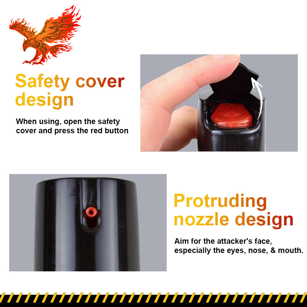 Feloiy 2oz Black Flip Top Safety Lock Pepper Spray For Self Defense