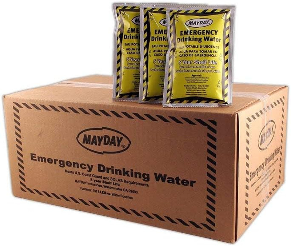 100 Emergency Water Pouches for Survival, Backpacking & Preparedness