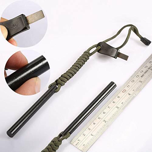 4″Survival Ferrocerium Drilled Flint Fire Starter,Ferro Rod Kit Paracord Handle