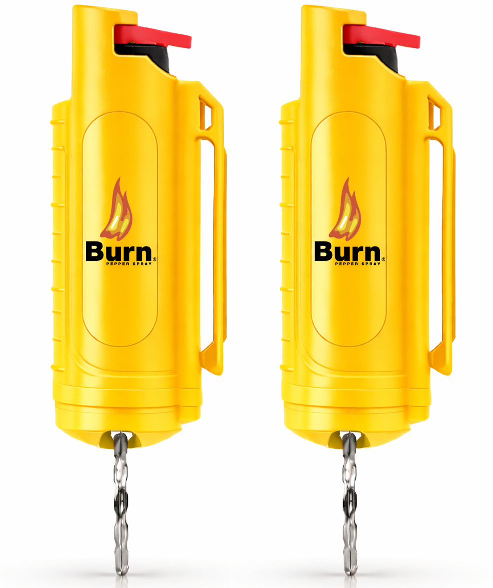 2 Pack Burn Pepper Spray Keychain 0.5 oz Maximum Strength OC Self Defense Yellow