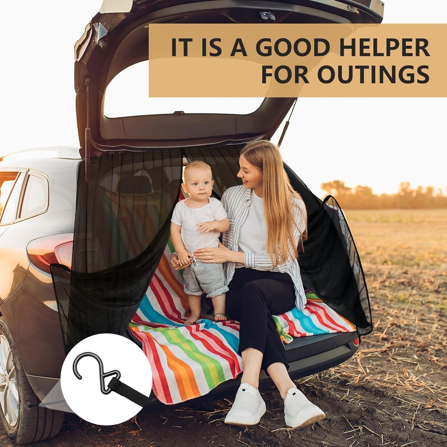Breathable Tailgate Bug Screen with Magnetic Fasteners – Perfect for Camping