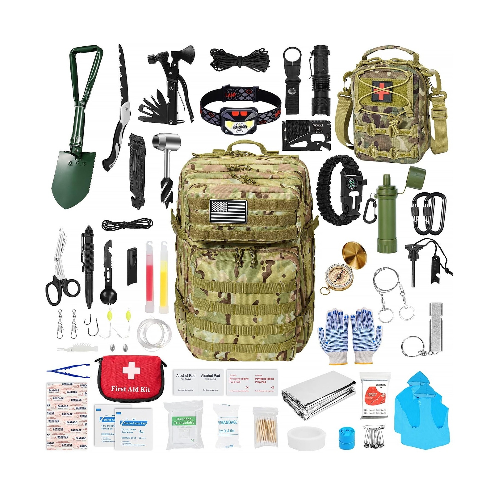 Survival First Aid Kit,99PCS Professional Survival Gear Large Hiking Backpack…
