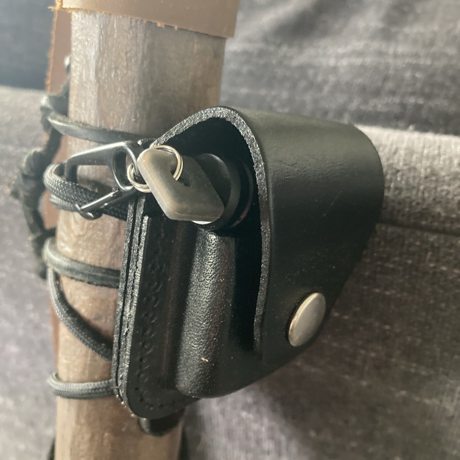 Survival Hiking Staff With Fire steel Leather Pouch And Compass