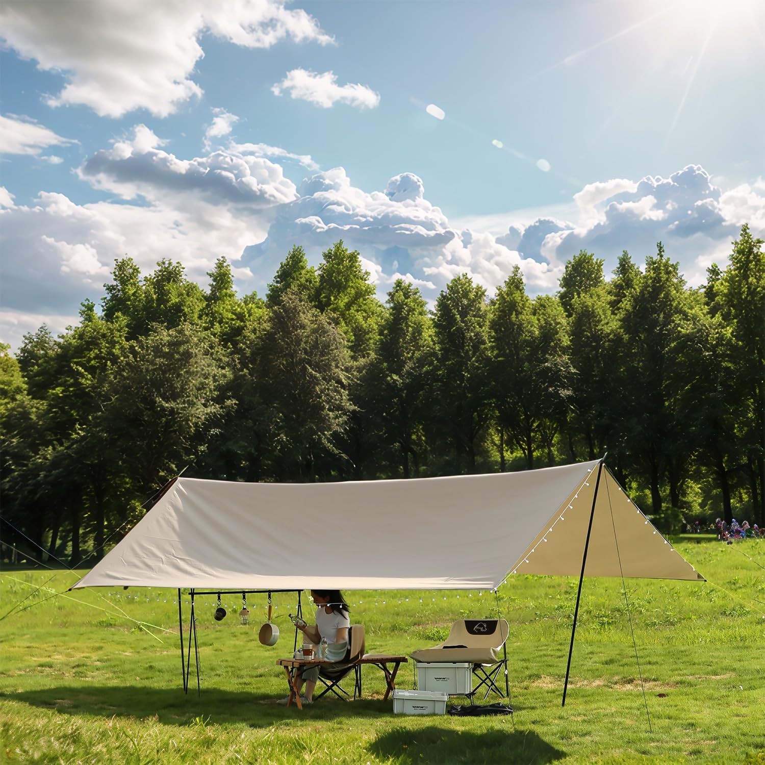 Camping Tarp Poles Tent Adjustable 80.7″ x 0.8″, Dia 0.6″/Length