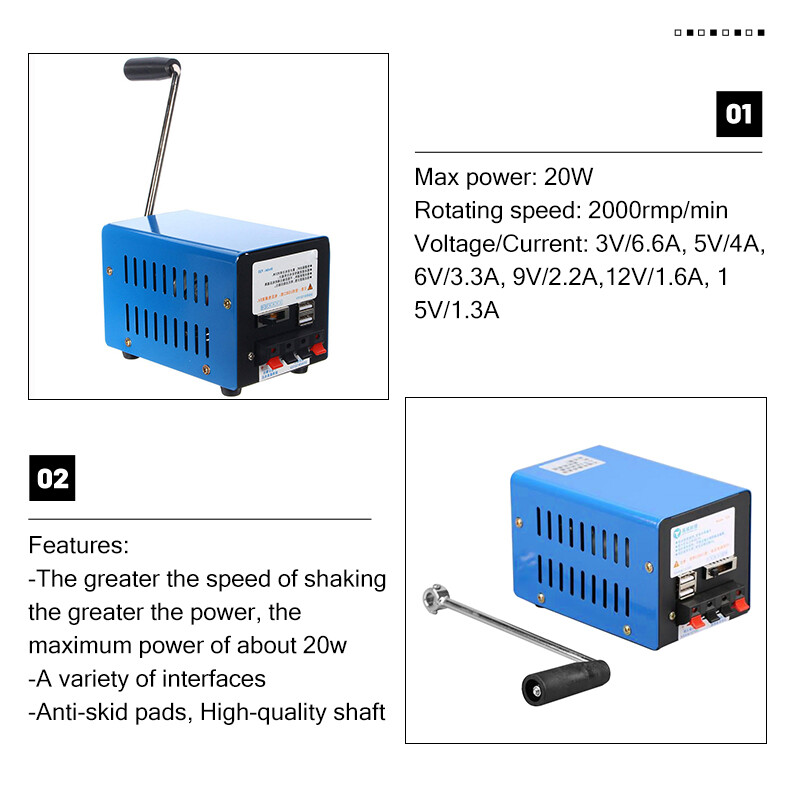 High Power Charger Portable Emergency Hand Power Hand Crank USB Charging Tool