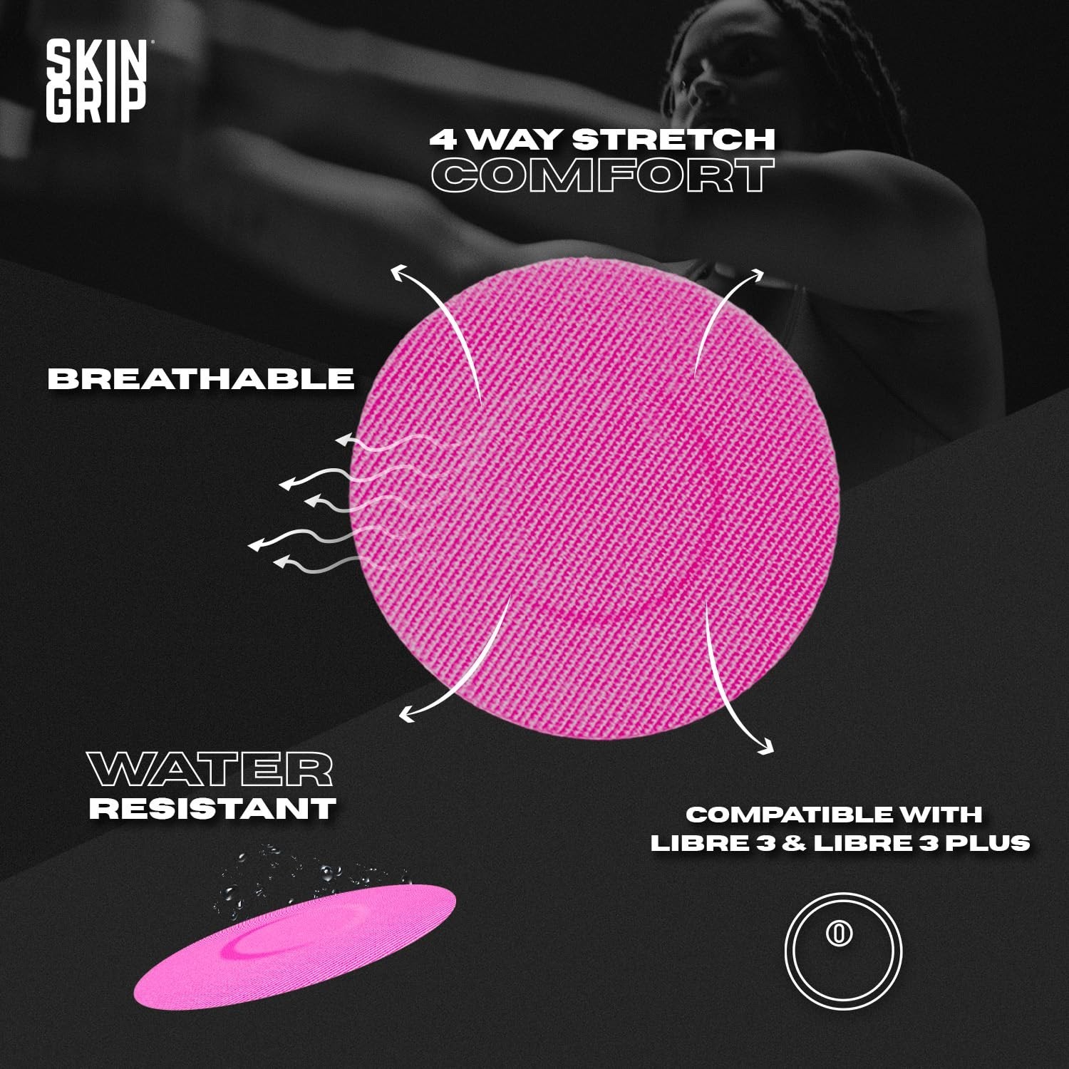 Freestyle Libre 3 Sensor Covers: 20pk Pink Waterproof Sweatproof Adhesive Pat…