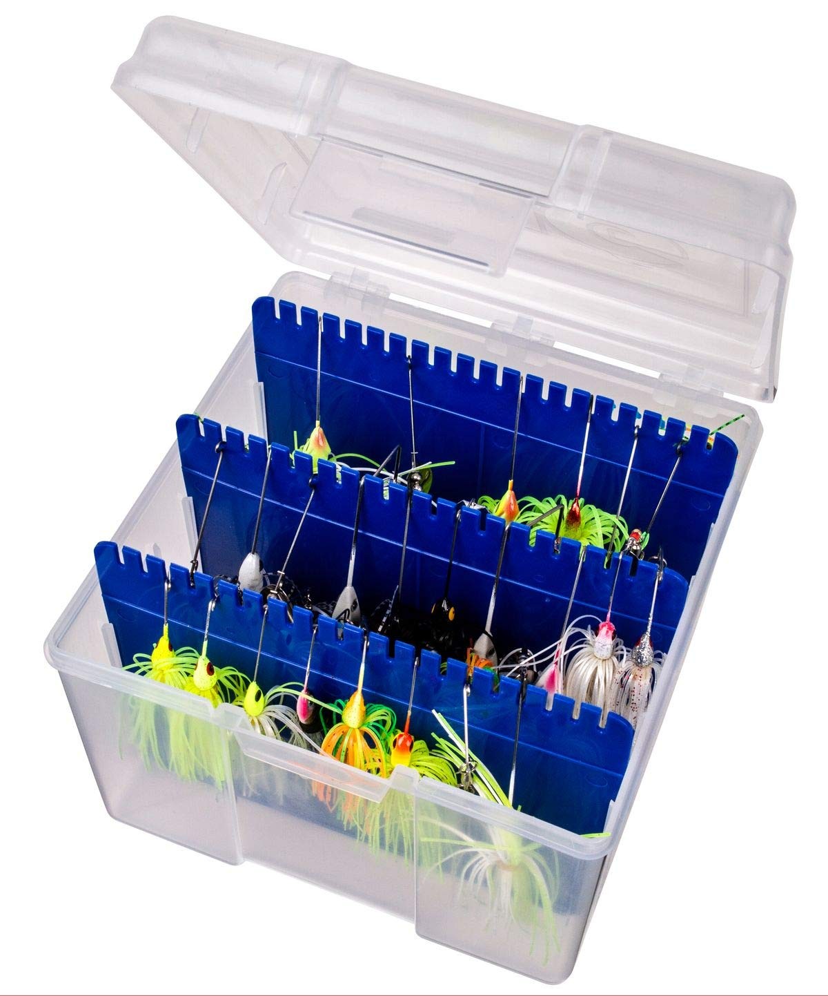 Outdoors 00330 Medium Spinnerbait Box, Fishing Bait and Lure Organizer, Clear