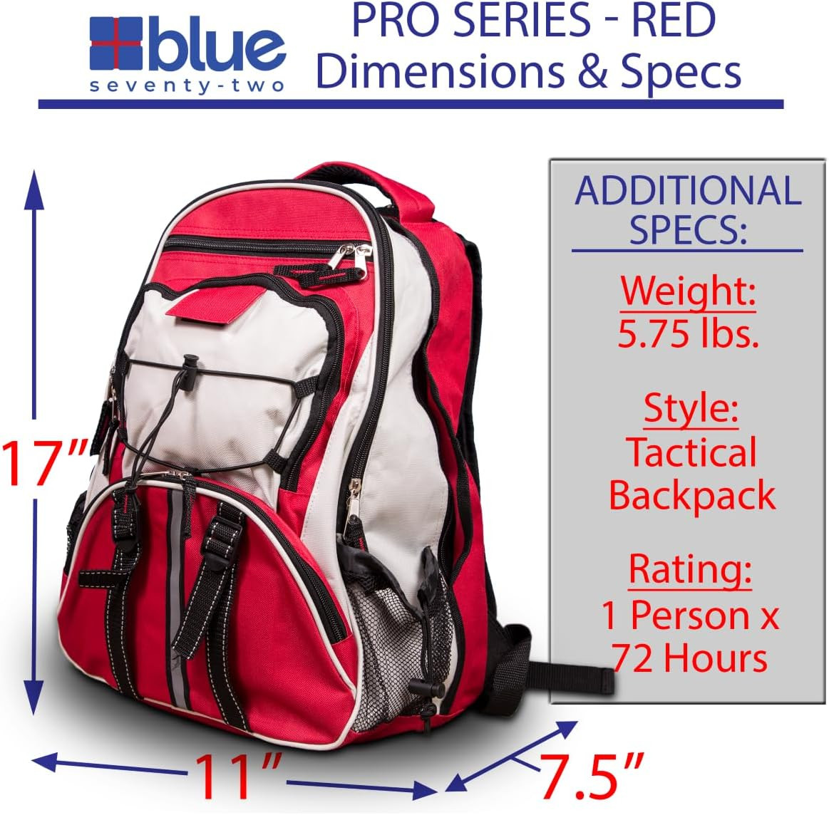 Pro Series Red Deluxe 72-Hour Emergency Survival Kit for One Person