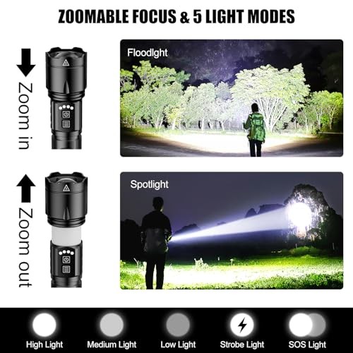 LED Flashlight with Camping Light,1139LM Super Bright,701M Long Range,4500mAh