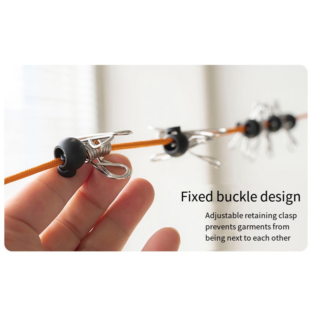 10 Meter Retractable Clothesline Set with Secure Clip System for Travel