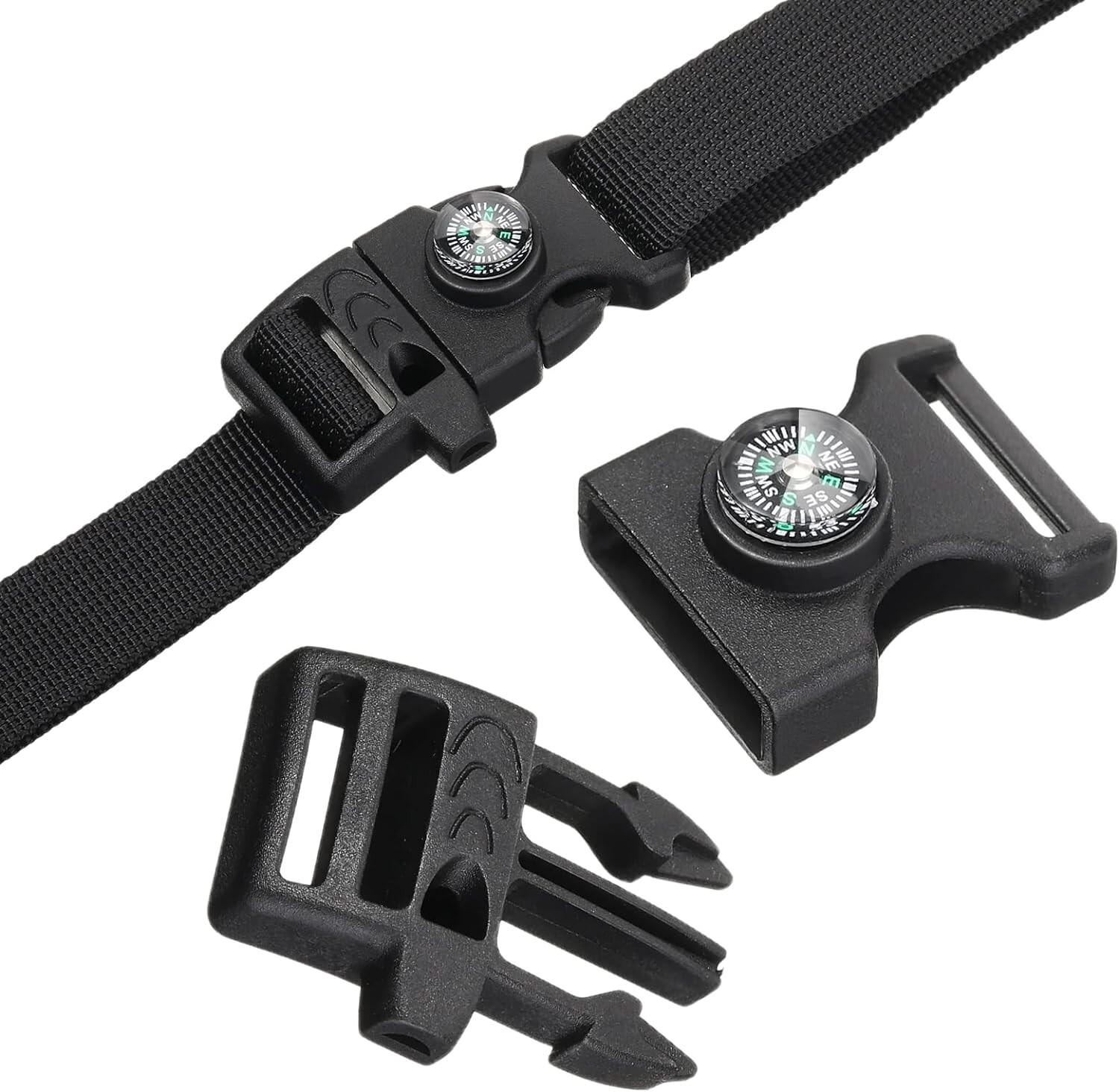 10 Pack Paracord Buckles Clips Whistle Buckle Compass Fire Starter for Outdoor
