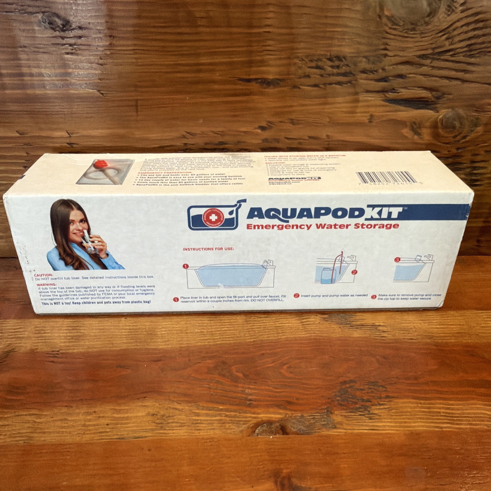 AquaPodKit Made in USA – Emergency Bathtub Water Storage Bladder 65 Gallons