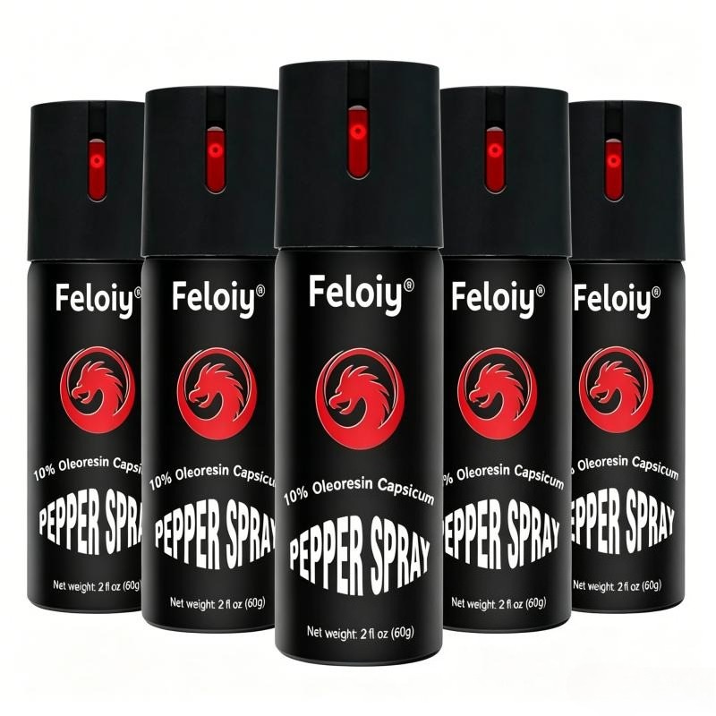 5 Bottles Feloiy Self Defense Pepper Spray 2 Oz Maximum Strength 10% OC US
