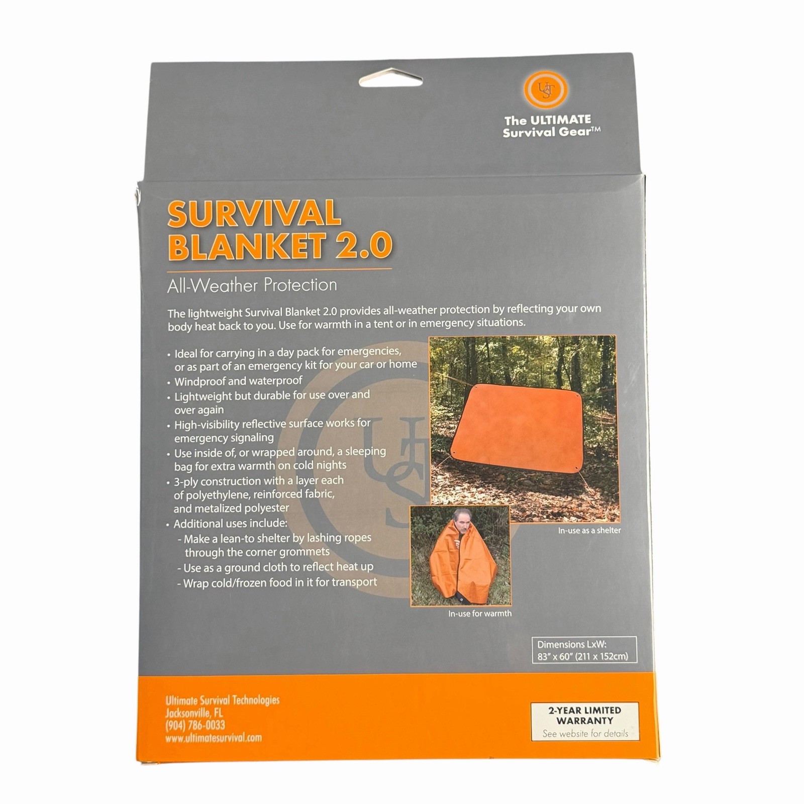 UST Survival Blanket/Tarp 2.0 with Windproof and Waterproof Material for