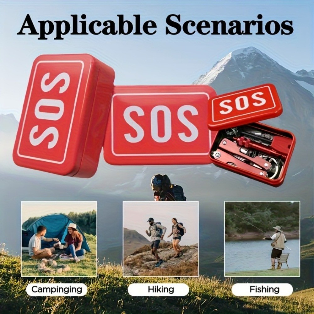 SOS Emergency Survival Kit 6Pcs Outdoor Gear fits Camping Hiking and Backpacking
