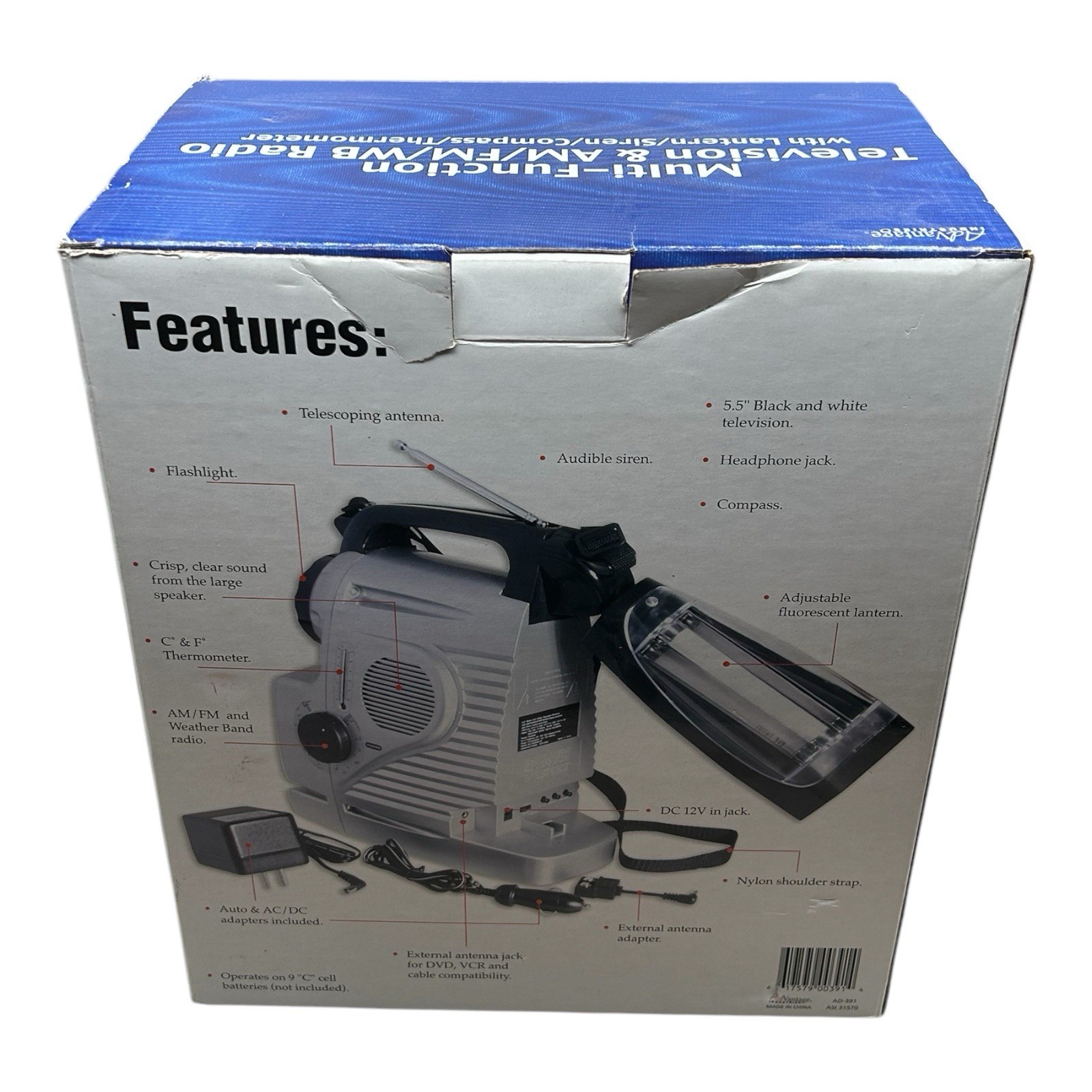 Advantage Industries Multi-Function Television & AM/FM/WB Radio W/ Lantern Siren