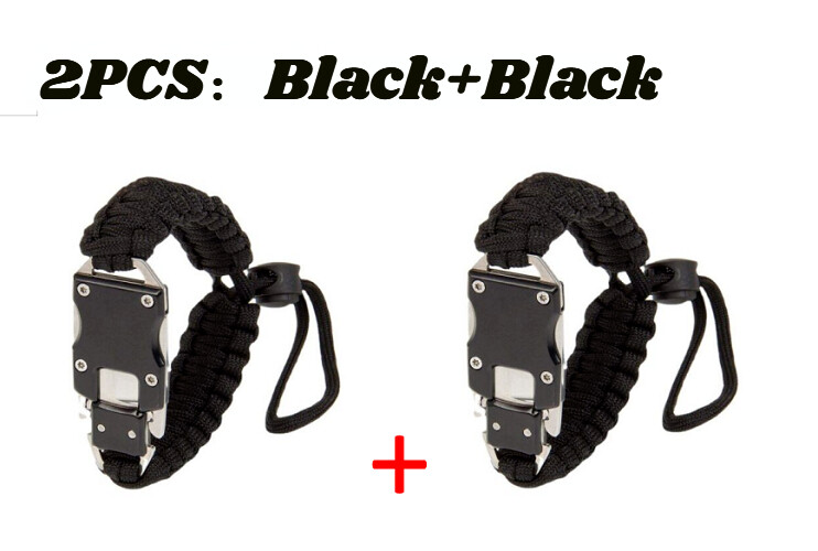 2 PCS Black Paracord Tactical Knife Bracelet Bulk Kit Survival Gear EDC