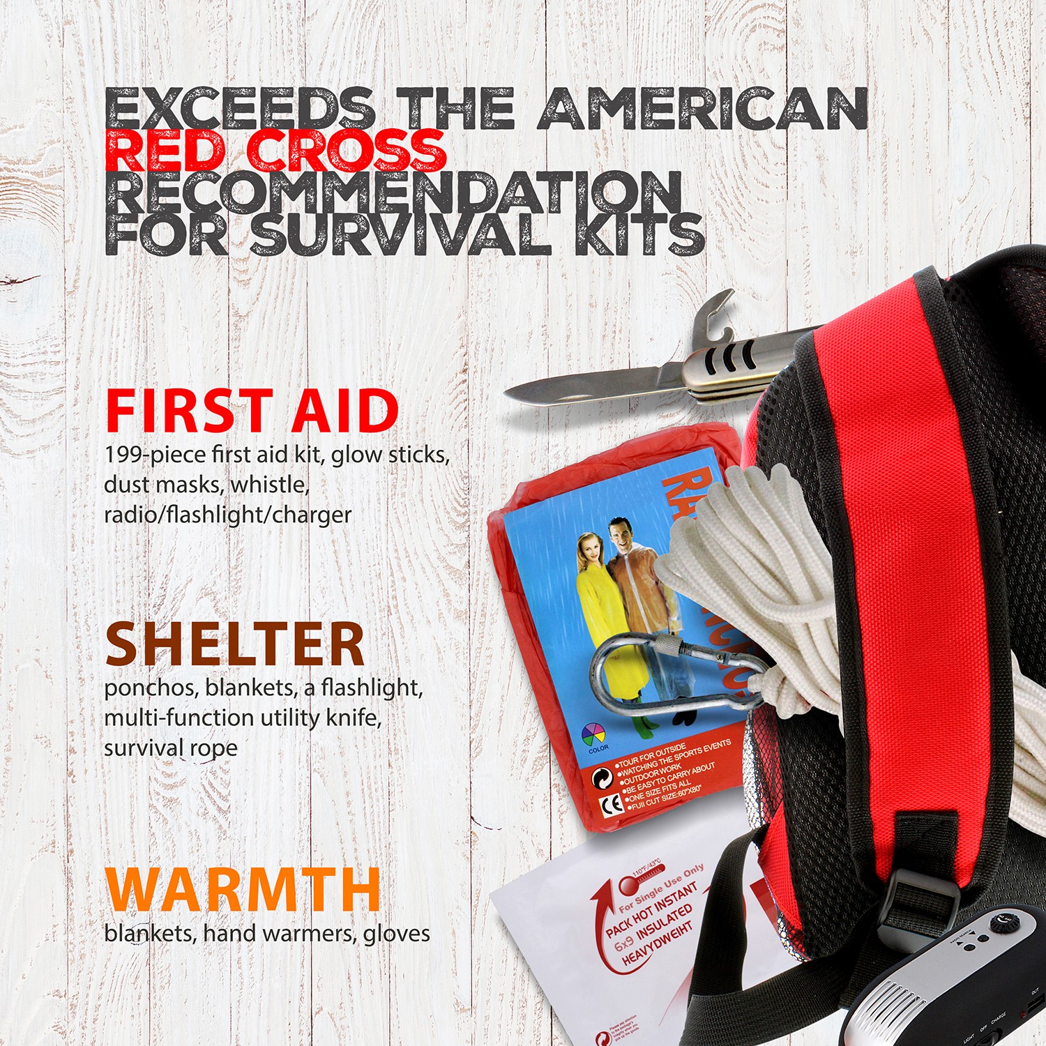 SDS | 4 Person 72 Hour Emergency Kit – First Aid Kit Bug Out Survival Gear Kit