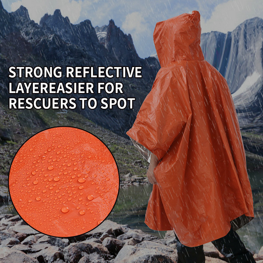 Green Polyethylene Wet Weather Rain Poncho Military Style Tarp Shelter Bivy Tent