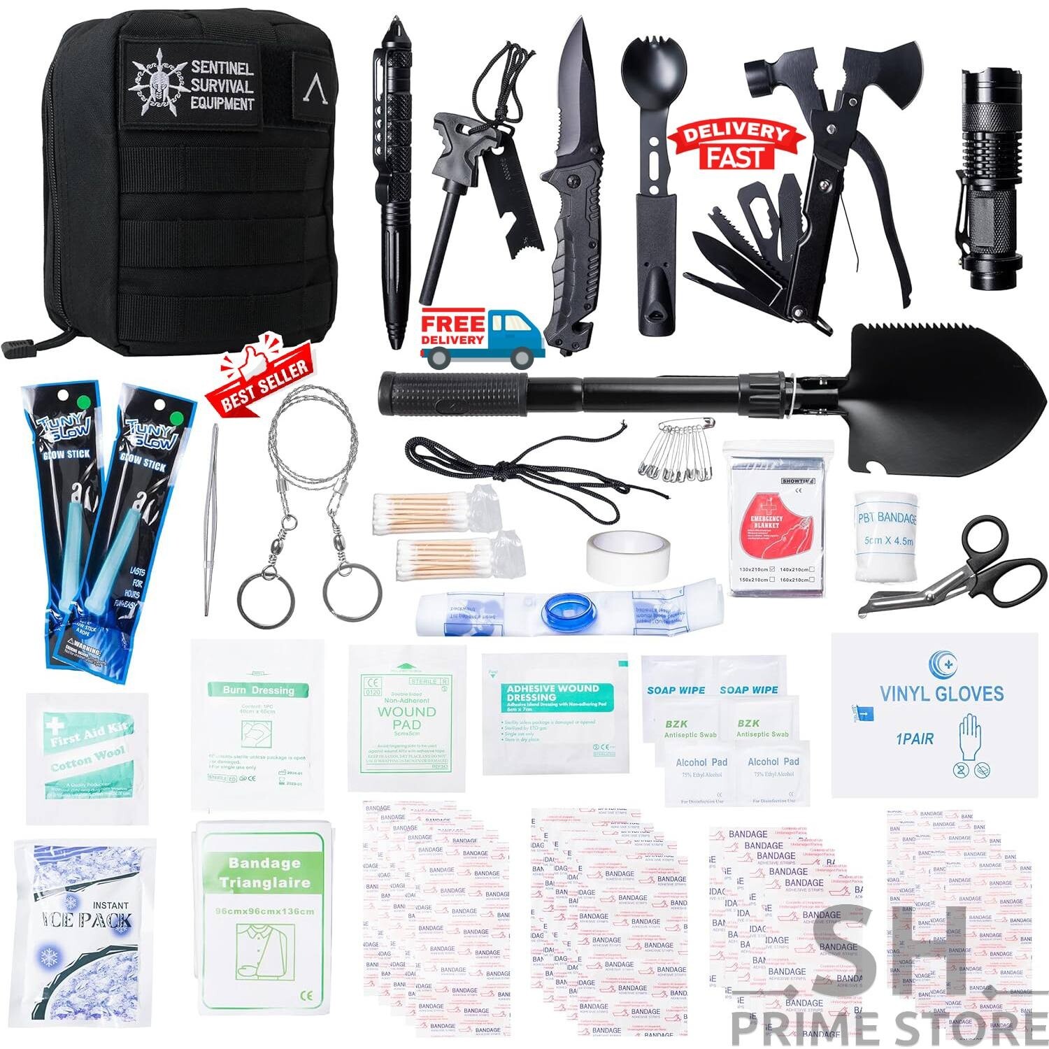 Emergency Survival Kit with Survival Gear tools first aid for backpack GO bag