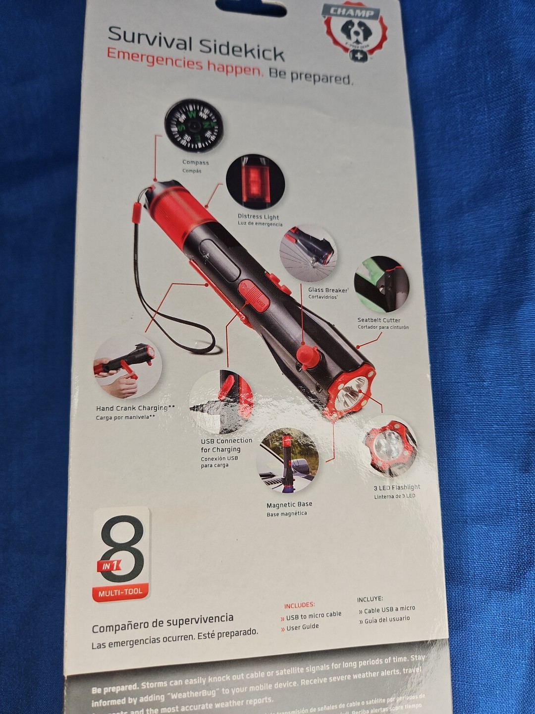 8-in-1 Survival Sidekick MULTI-TOOL Flashlight GLASS BREAKER Seatbelt Cutter NEW