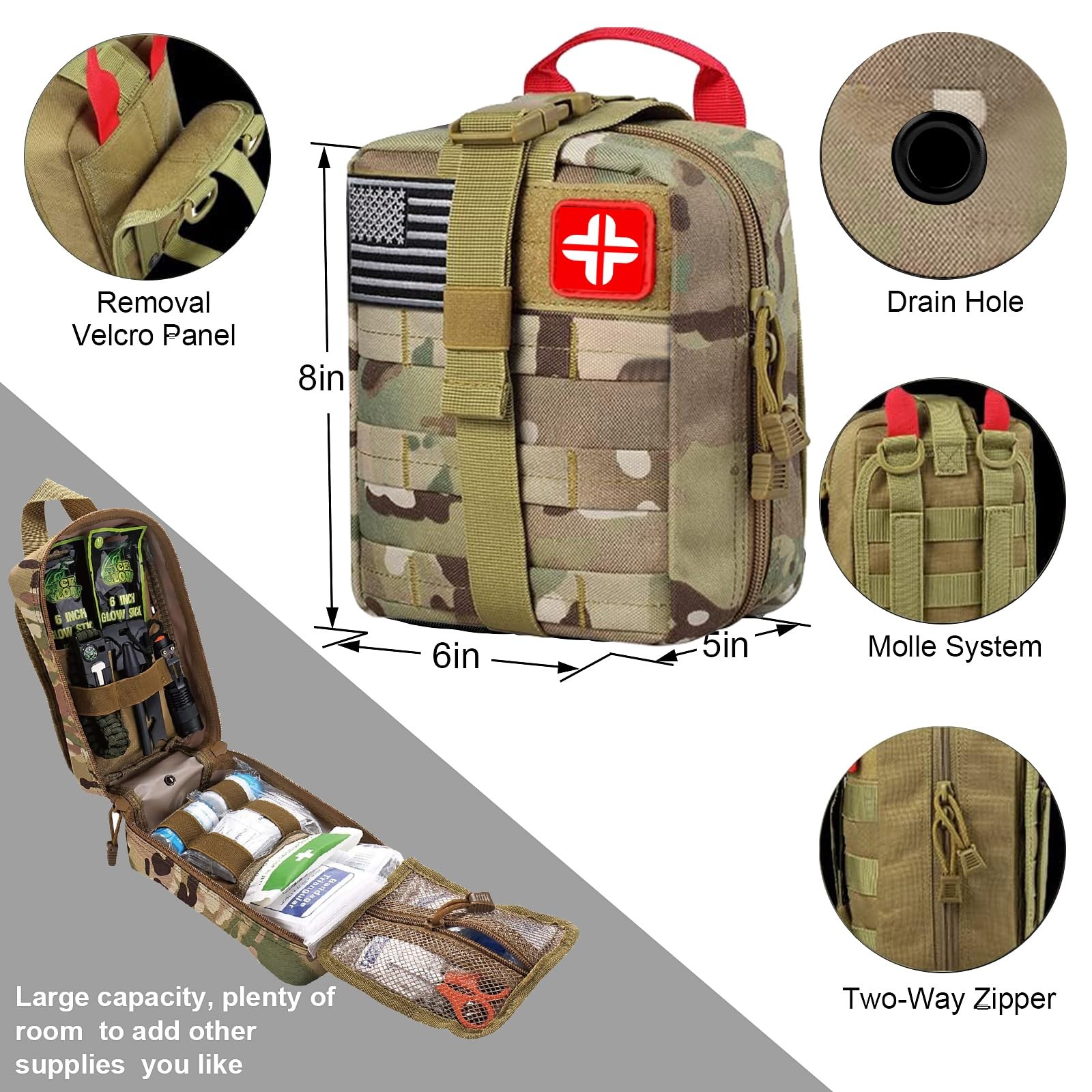 Emergency Survival Kit and First Aid Kit, 142Pcs Professional Survival Gear and