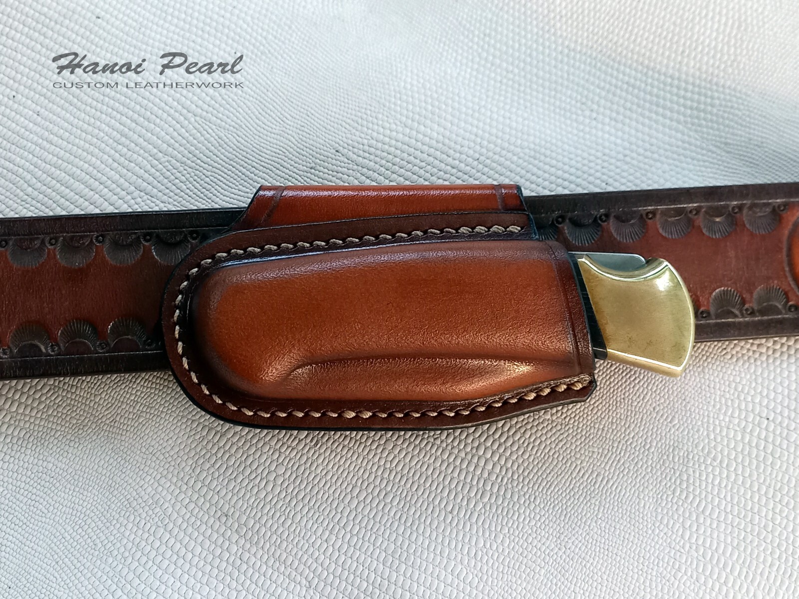 Buck 112 Ranger Sheath | Custom Horizontal Leather Sheath | Left Handed Sheath