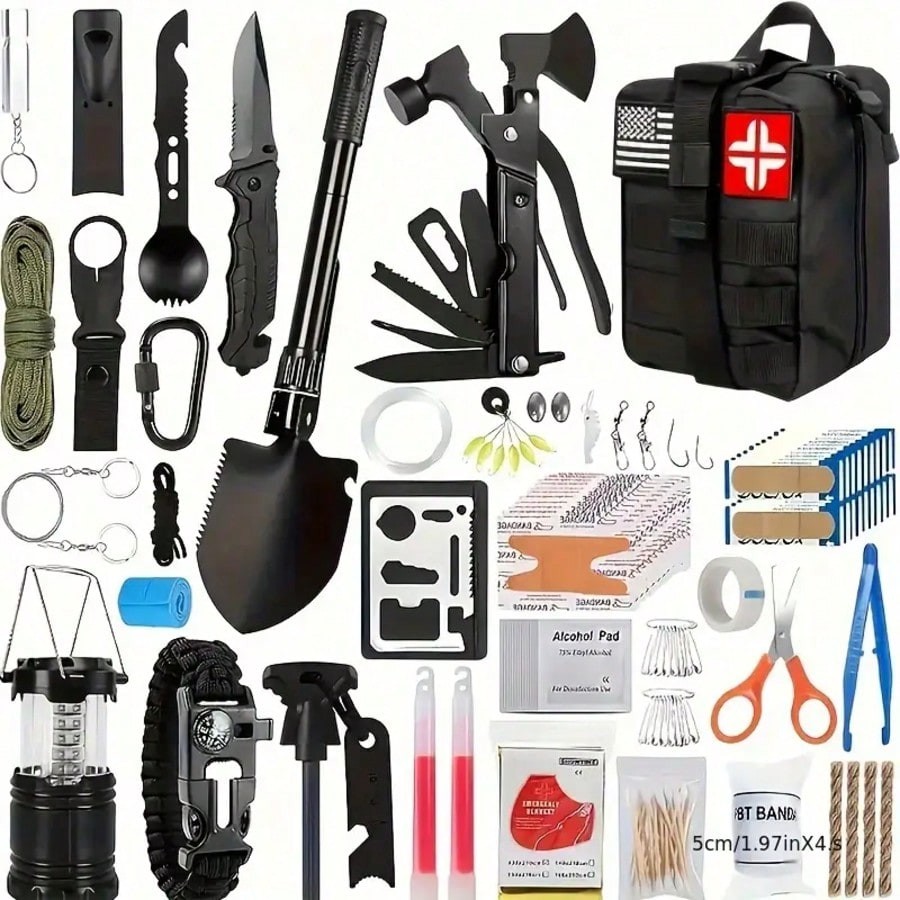TAIMASI 180pcs Outdoor Survival Kit, Multipurpose Hiking Climbing Backpack-FGQA
